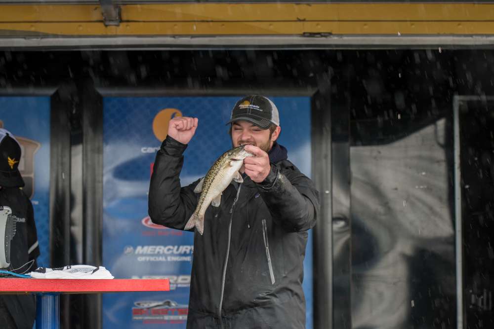 Smallest Fish of Day 2 of the Carhartt Bassmaster College at Lake Norman presented by Bass Pro Shops. 