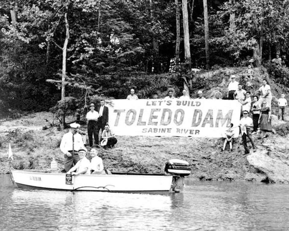A group of legislators formed a flotilla in 1960 that traveled down the Sabine River, across the Gulf of Mexico, up the Atchafalaya River and down the Mississippi River to the Louisiana State Capitol to pressure then Gov. Jimmy Davis for funding. 