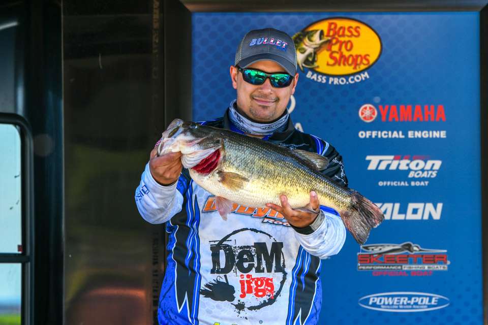 Huge Toledo Bend bass, like this 9-pounder caught by Travis Alcock during the first day of the 2019 Bassmaster Central Open, drive hefty tournament bags. 