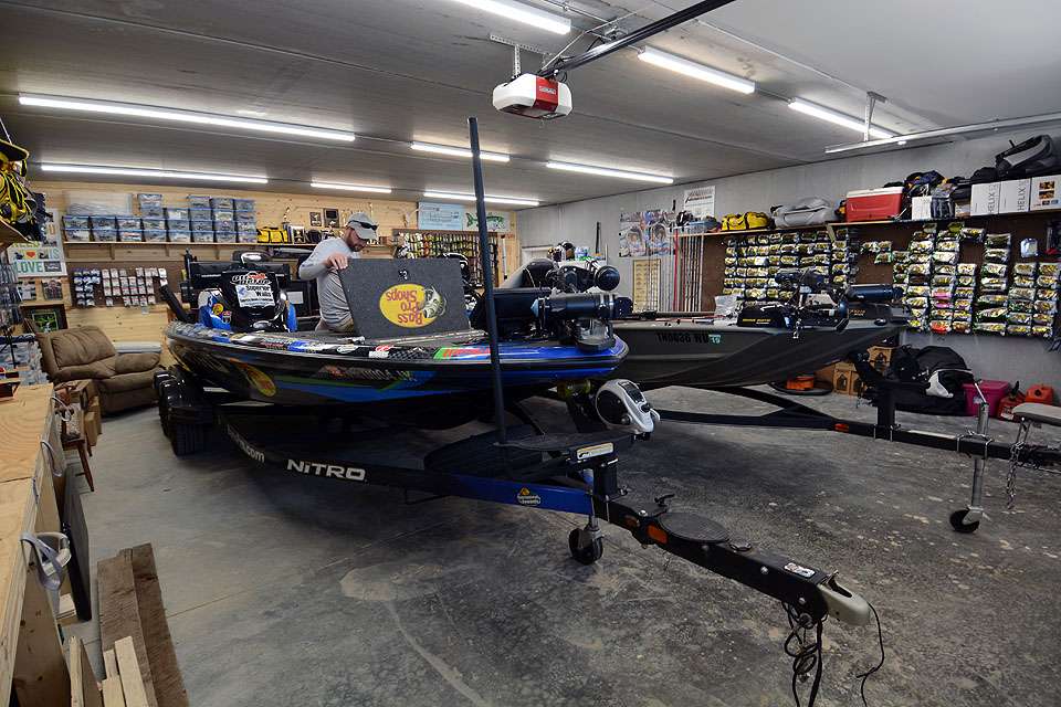 The Man Cave measures 37 feet deep and 29 feet wide, or just about the right size for storing the boats and all the tackle needed for any fishing situation. âOur house is custom built and we planned this space for all the fishing related gear and boats.â  