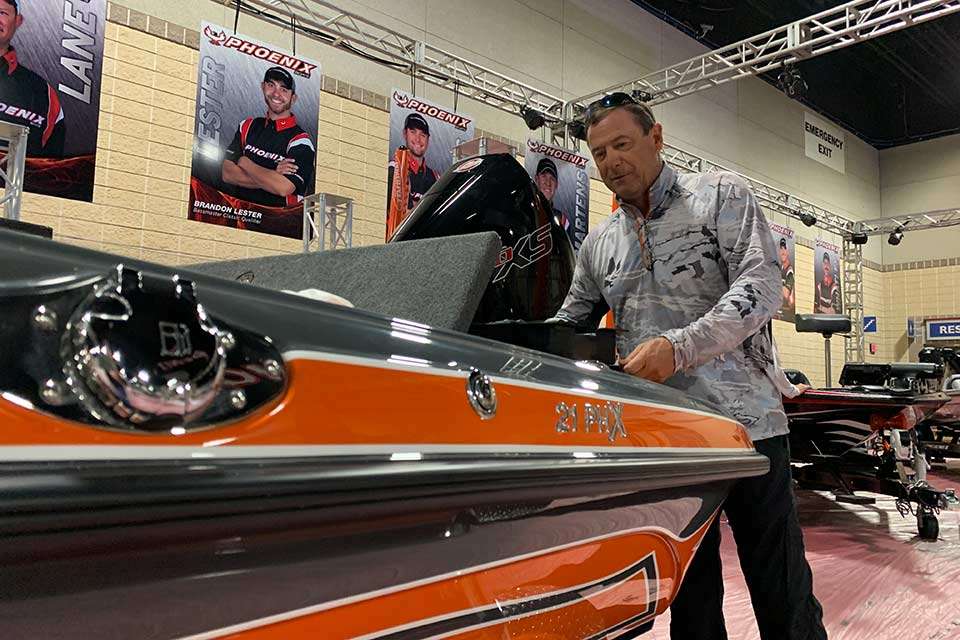 Bassmaster Elite Series angler Gary Clouse, also owner of Phoenix Boats, makes final preparations in his huge booth at the Bassmaster Classic Expo presented by DICKâS Sporting Goods. This yearâs expo, which covered 220,000 square feet of floor space in the Knoxville Convention Center and the Worldâs Fair Exhibition Hall, sold out with 200 exhibitors. 