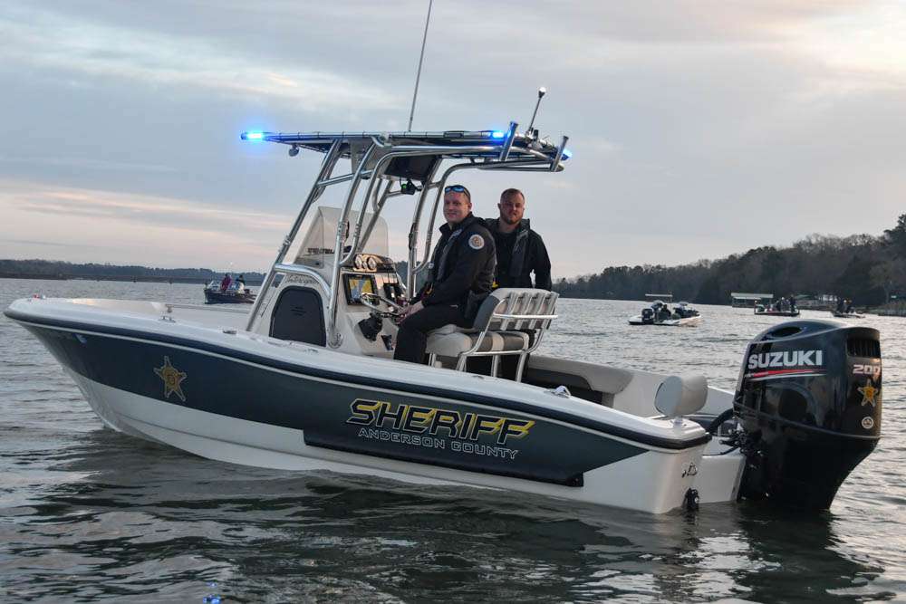 Anderson County Sheriff Deputies Westmoreland and Treffeisen on site with the new boat! 