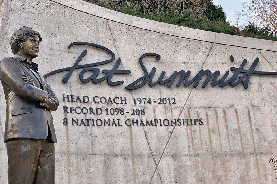 Across the street is a memorial for former Lady Vols Hall of Fame coach Pat Summitt. She led the team to eight national championships and won more than 1,000 games. The court floor of the arena is known affectionately as The Summit.