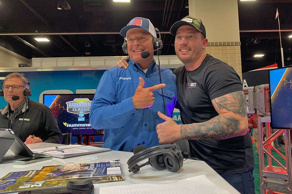 Bassmaster LIVE aired daily during the tournament, and there were some very special guests. On Military Day, Dakota Meyer, the first U.S. Marine to be awarded the Medal of Honor in 38 years, appeared on LIVE with Tommy Sanders and Davy Hite, who hails from a military family.