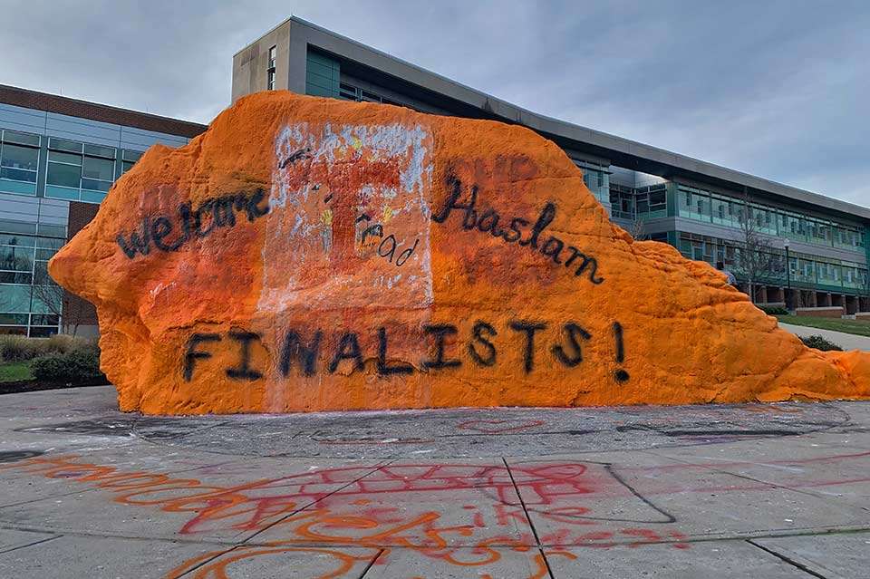 Up the street on the UT campus is what is known as The Rock. It gets painted every so often with various messages. 