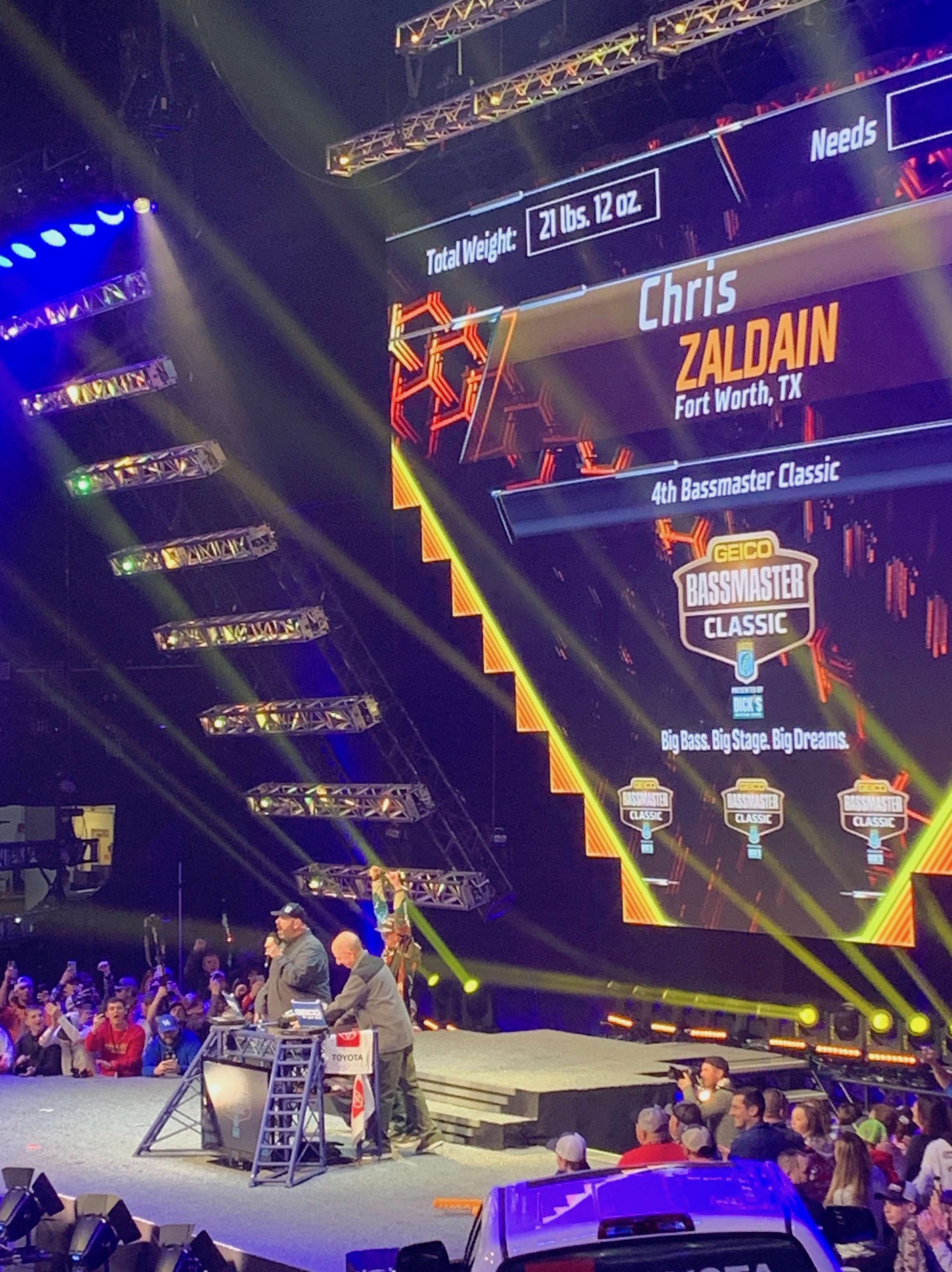 He witnessed Chris Zaldain weighing the biggest bag of the tournament of more than 21 pounds.