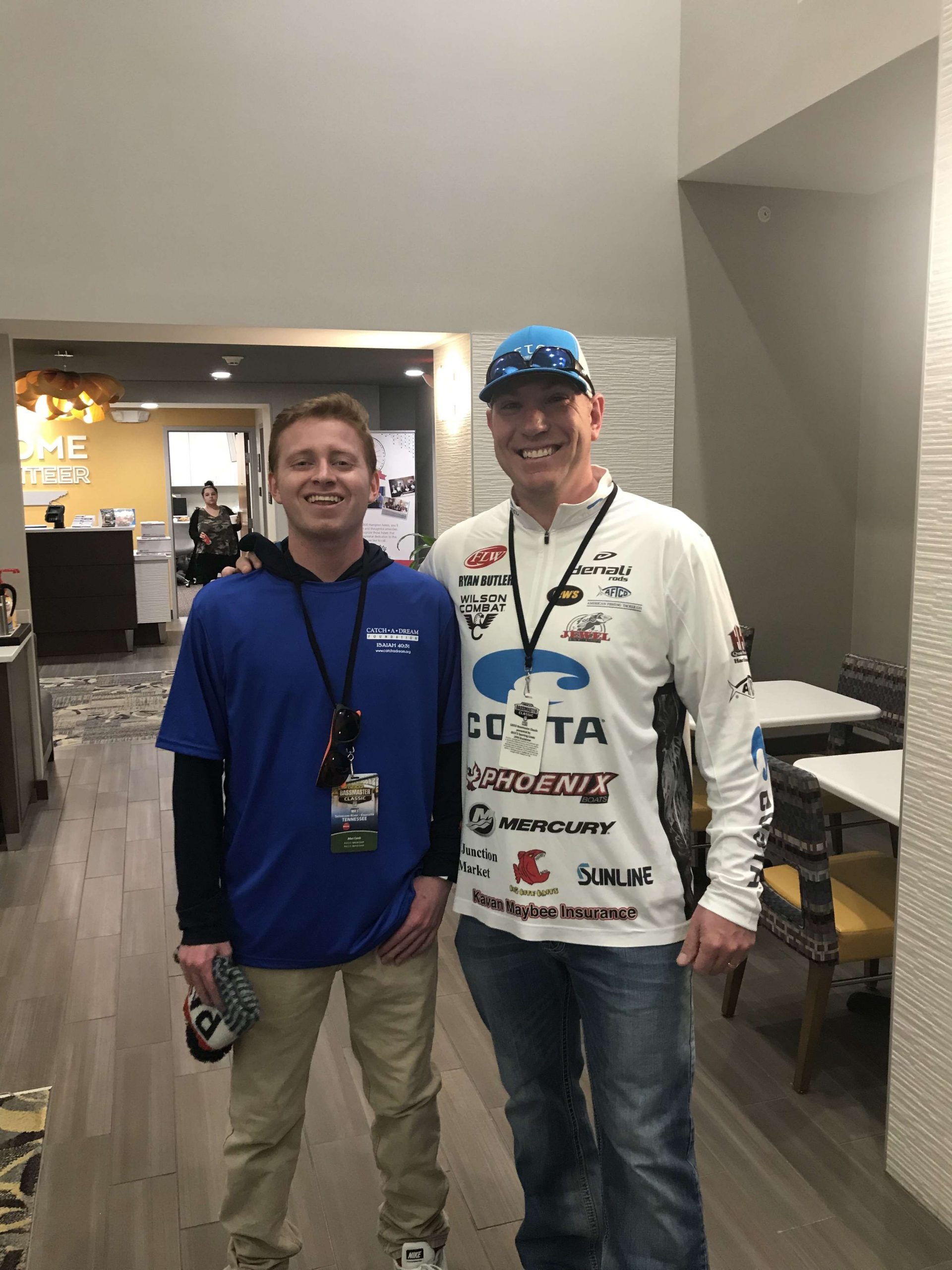 Here he is with Ryan Butler, the 2017 Bassmaster Team Champion representative that competed in the 2018 Bassmaster Classic.