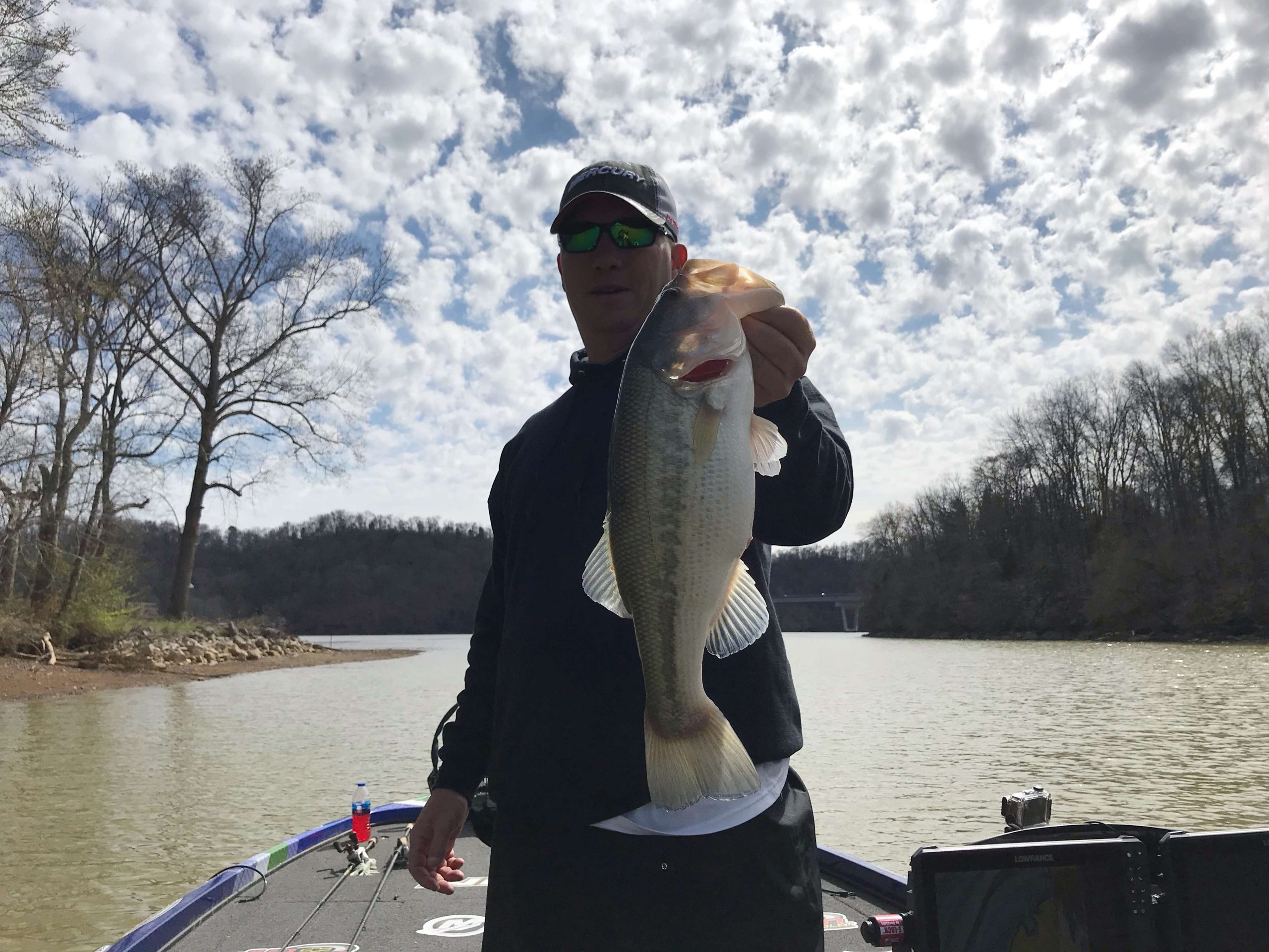 Finally one worth a picture for Andy Montgomery! âThis is what I was catching in practice.â Heading back to a certain log where another nice one rolled over on a Strike King lure earlier in the day.