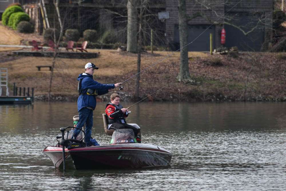 Playing with but not getting any hookups from some dock fishâ¦tough morning so far for Dawsen Carden and Griffin Milford.