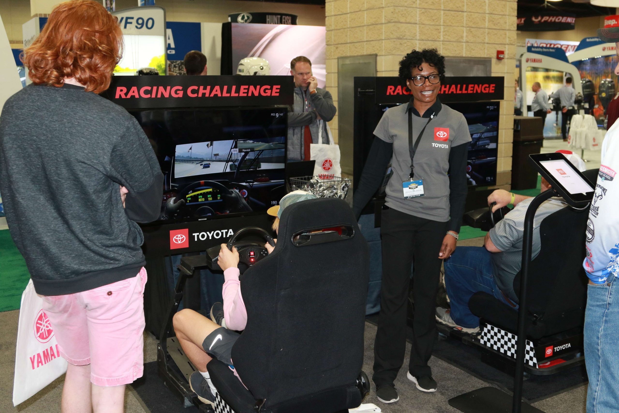 At the Toyota booth, Expo visitors enjoyed taking a spin around the track in the Racing Challenge.