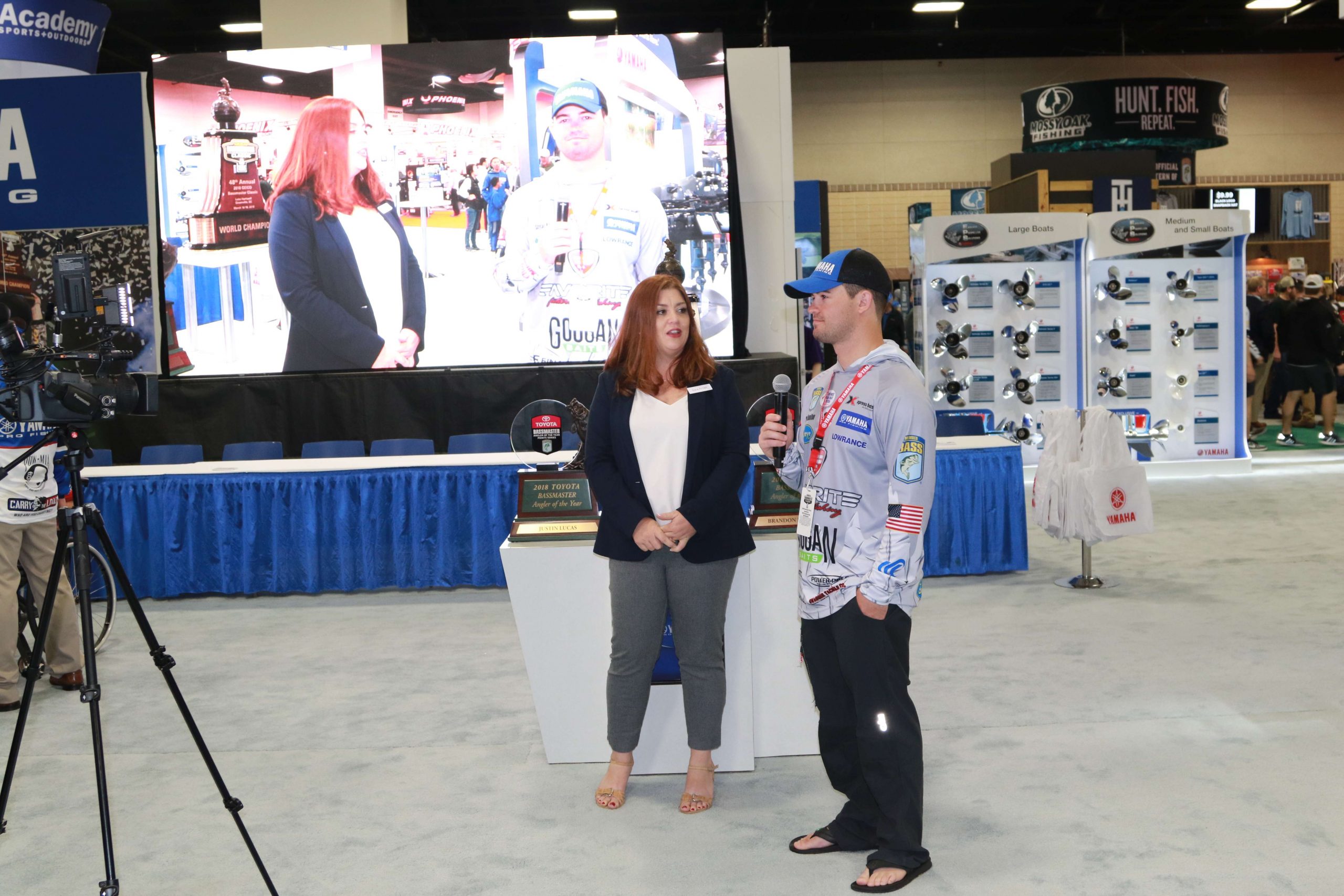 Yamaha product presenter interviews Bassmaster Elite angler Skylar Hamilton, who discusses the Classic waters and likely fishing patterns.