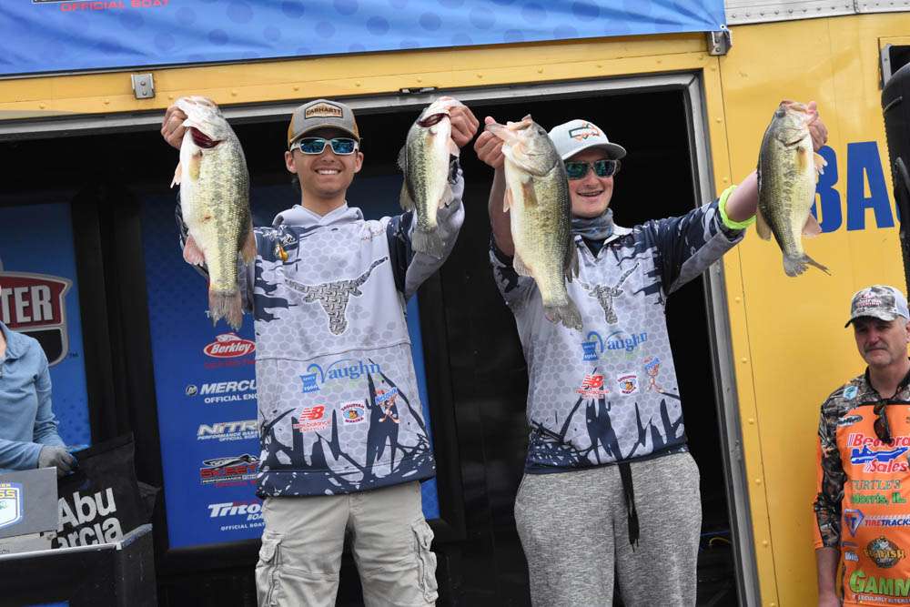 Tanner Scruggs and Storm Cline, Anderson County High School, Tennessee, seventh
place, 17-1