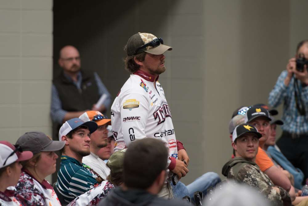 2018 Carhartt College Classic Qualifier Nick Ratliff being recognized by Hank Weldon a week after competing in the Bassmaster Classic