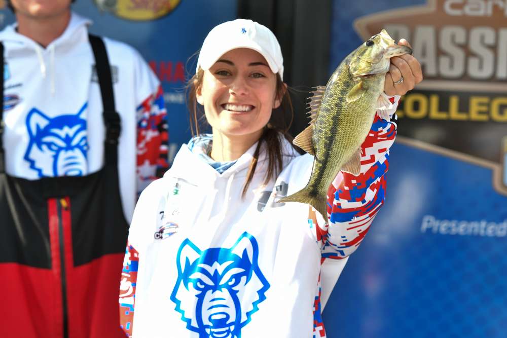 Taylor Cox of West Georgia battled for the small fish of the tournament (1-14)