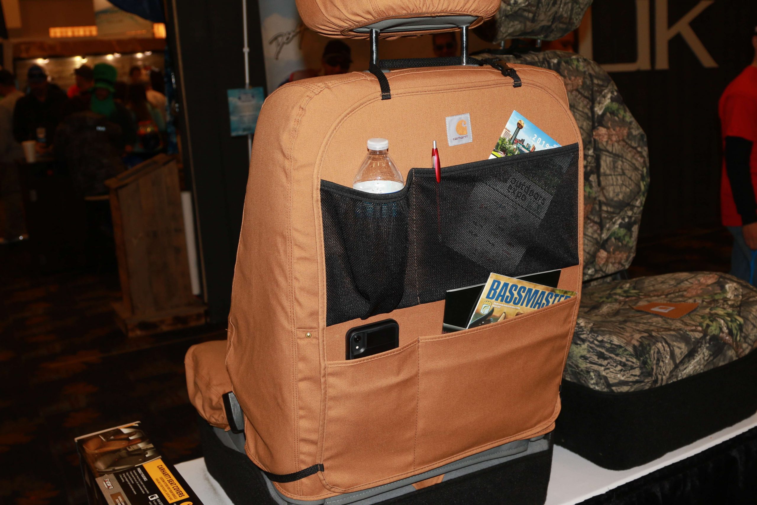 Covercraft converts the same heavy-duty Duck Weave fabric used for Carhartt Bibs into a durable seat back organizer.