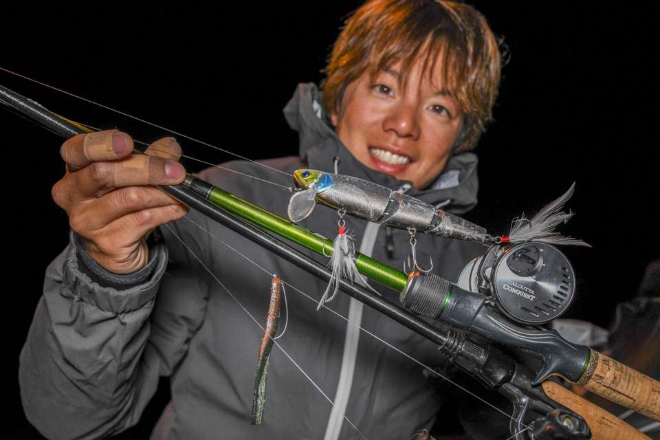 <b>Taku Ito (35-6; 8th)</b><BR>Taku Ito used these lures for his second consecutive Championship Saturday of the season. The choices were a Jackall Lures Kawashi Mikey, and a Jackall Lures Crosstail Shad on 3/16-ounce dropshot rig. 