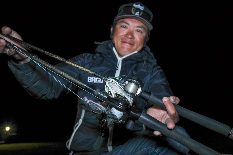 <B>Kenta Kimura (37-6; 7th)</b><BR>Kenta Kimura used Deps Lures of his design that included a 3/8-ounce Kontour Jig. A Busterk frog also produced strikes for largemouth. 