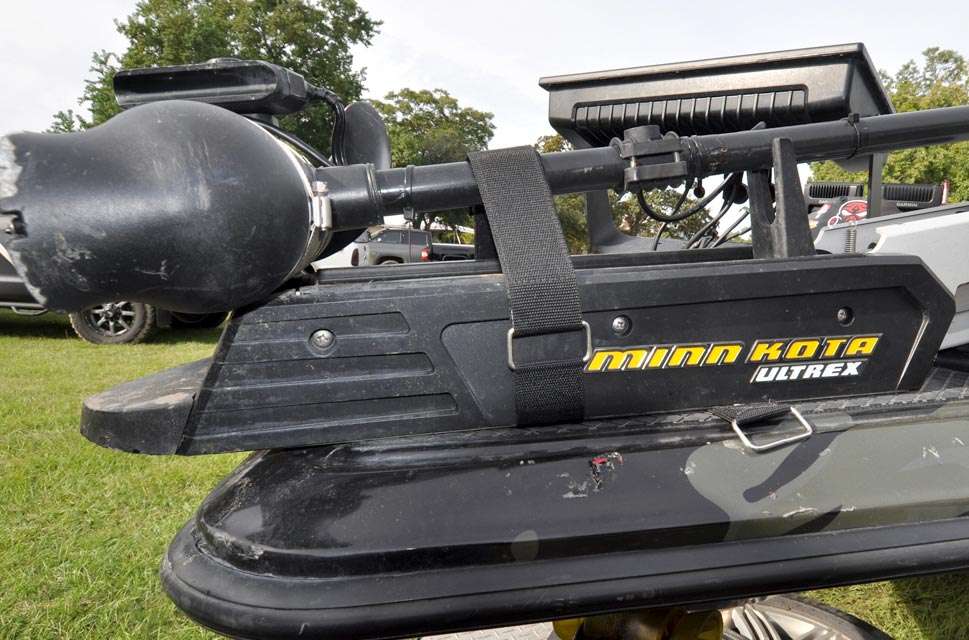 A Minn Kota Ultrex trolling motor is fixed to the nose of the Triton.

