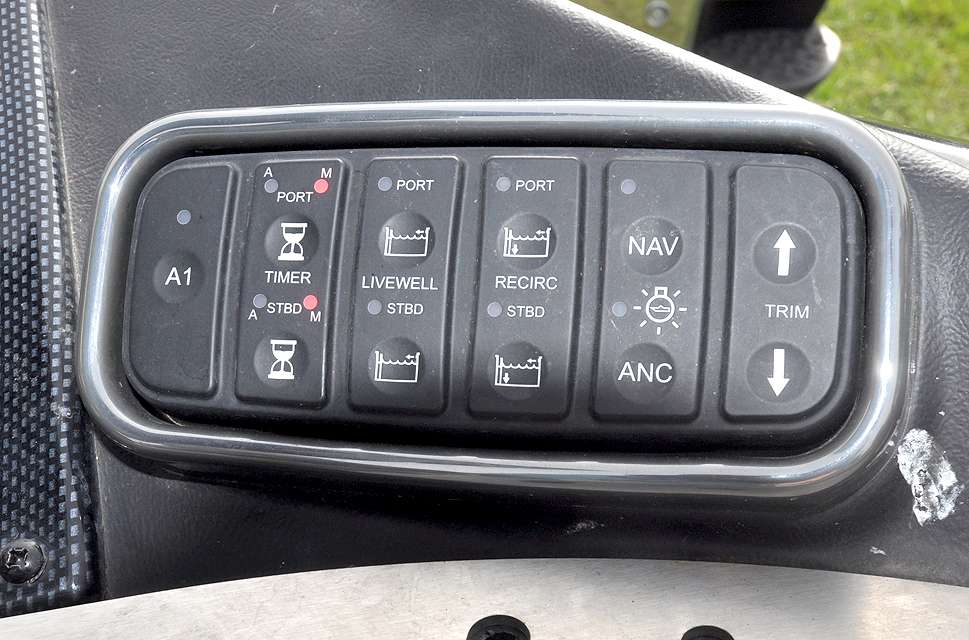 A host of switches on the Tritonâs bow let you control many functions without the need to step back to the console.