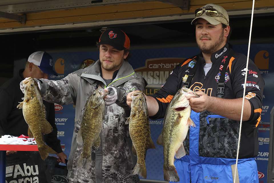 Cale Jausel and Adam Cook of Greenville University. (52nd, 14-4)