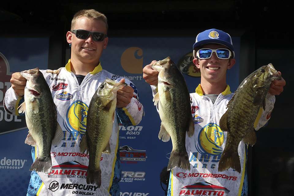 Britt Myers and Tanner Maness of Lander University (9th place, 43-1)
