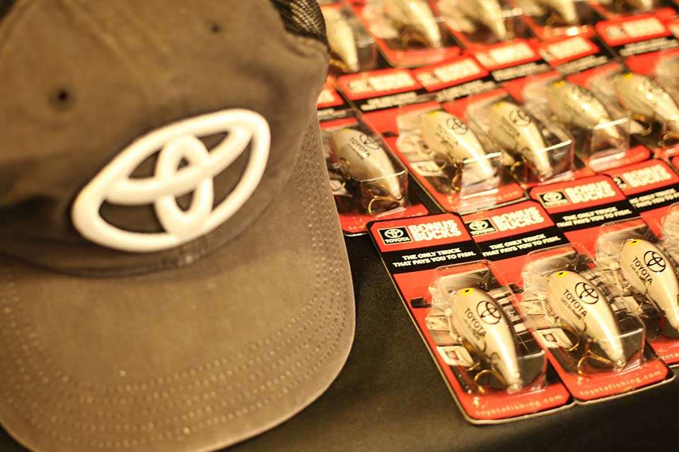 Toyota, encouraging anglers to sign up for its Bonus Bucks programs, offers crankbaits.