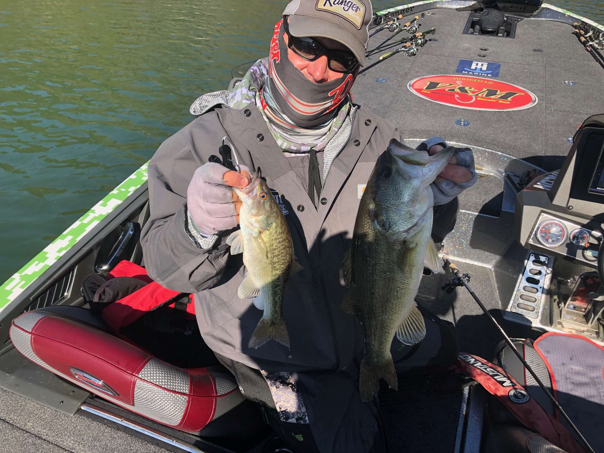 Koby Kreiger with his largest Lake Hartwell bass of the day, which made for a very nice cull. 
