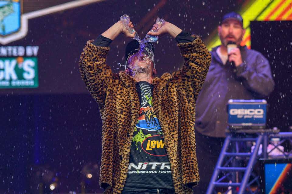 Bassmaster Team Championship winner Matt Robertson made a splash at the Classic weigh-ins, wearing fur coats and pouring water over his face. The guy was just so infectious and flamboyant - whatâs not to like? 