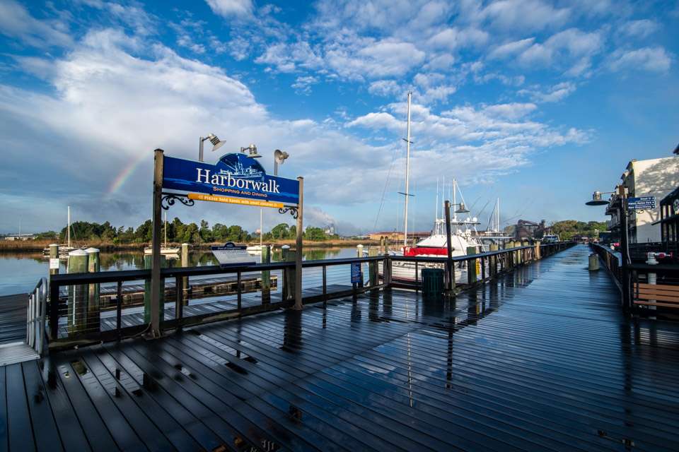 The townâs Harborwalk fronts the Sampit River, offering not only easy access to fishing and tour boats but a beautiful place to hang out, walk and enjoy the view.