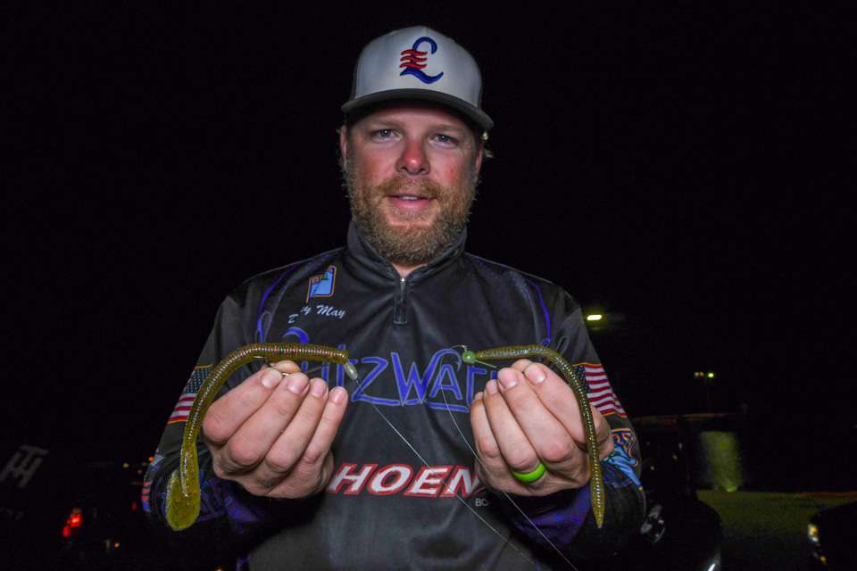 <b>David May (38-7; 12th)</b><br> Fishing around isolated stumps along the river channel and creeks produced for David May. A 1/4-ounce shaky head with 6.5-inch Zoom Trick Worm was a top choice. So was a 7-inch Zoom Magnum UV Speedworm on 5/0 Trapper Tackle Hook with 3/16-ounce pegged weight.  