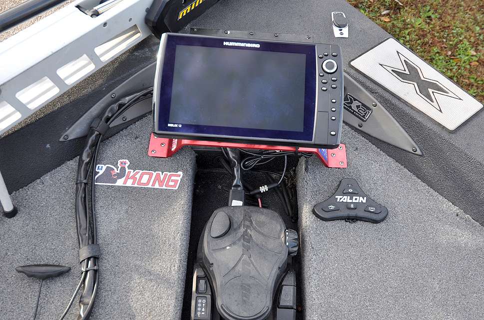 A single Humminbird Helix 12 does the job for Lowen when heâs casting.
