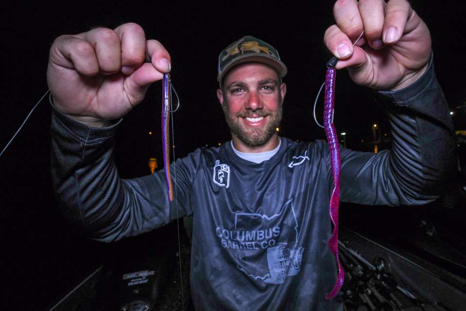 <b>Tyler Berger (51-9; 4th)</b><br>
Tyler Berger used a 10-inch Zoom Olâ Monster Worm on 5/0 Berkley Fusion19 Hook and 3/8-ounce tungsten weight. A 1/4-ounce drop shot jighead with 6-inch Roboworm was another choice. 
