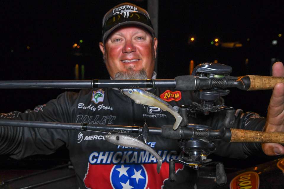 <b>Buddy Gross (58-10; 3rd)</b><br>
Buddy Gross rotated through a selection of crankbaits, blade baits and swimbaits. Those choices featured a Scottsboro Tackle Co. 5-inch STC Swimbait with 3/8-ounce Owner Flashy Swimmer. A 5-inch Zoom Swimmer with 3/4- or 1-ounce inserted weights were other swimbait choices. 
