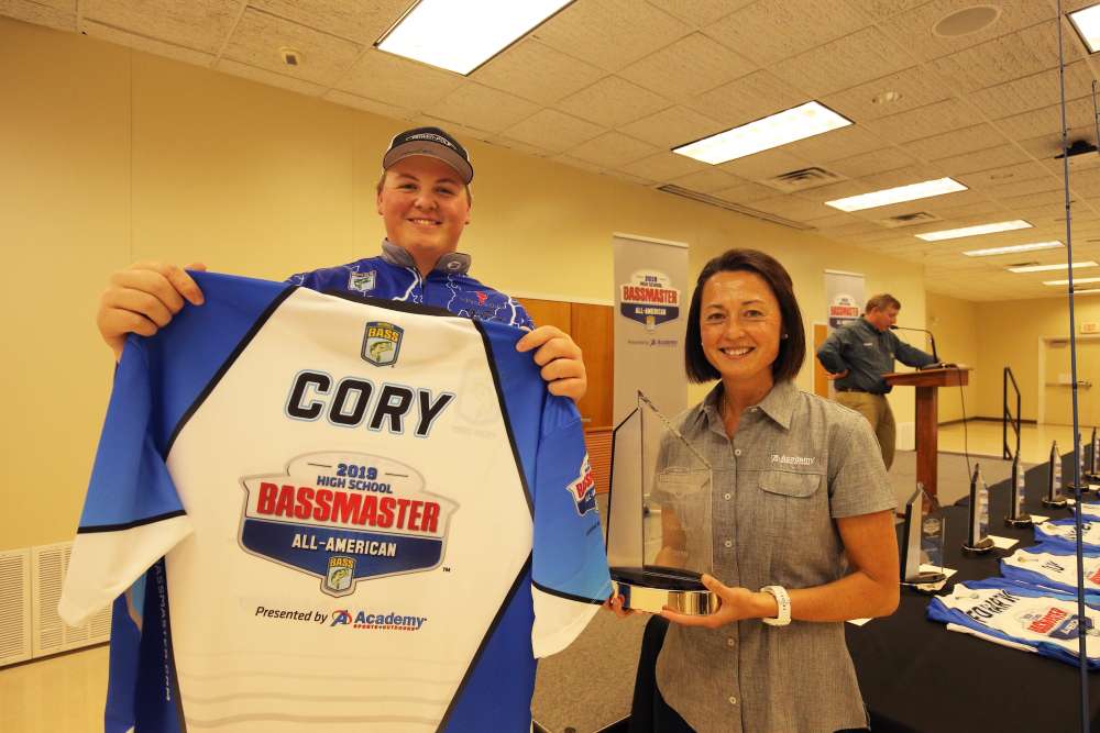 Charlotte Harris, from Academy Sports + Outdoors, was on hand to present each of these outstanding student anglers with their trophy. 

Tyler Cory, Amherst, Wis. 