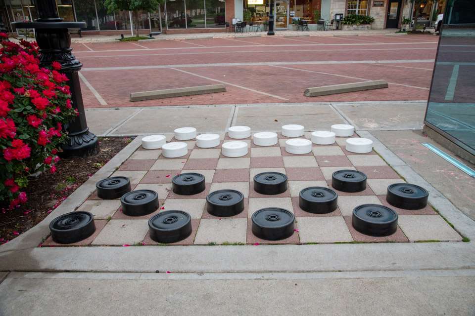 There also are large checker and chess boards built into the sidewalks just off the strange restrooms.
