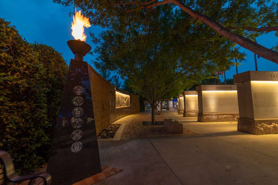 An eternal flame also is part of the memorial.
