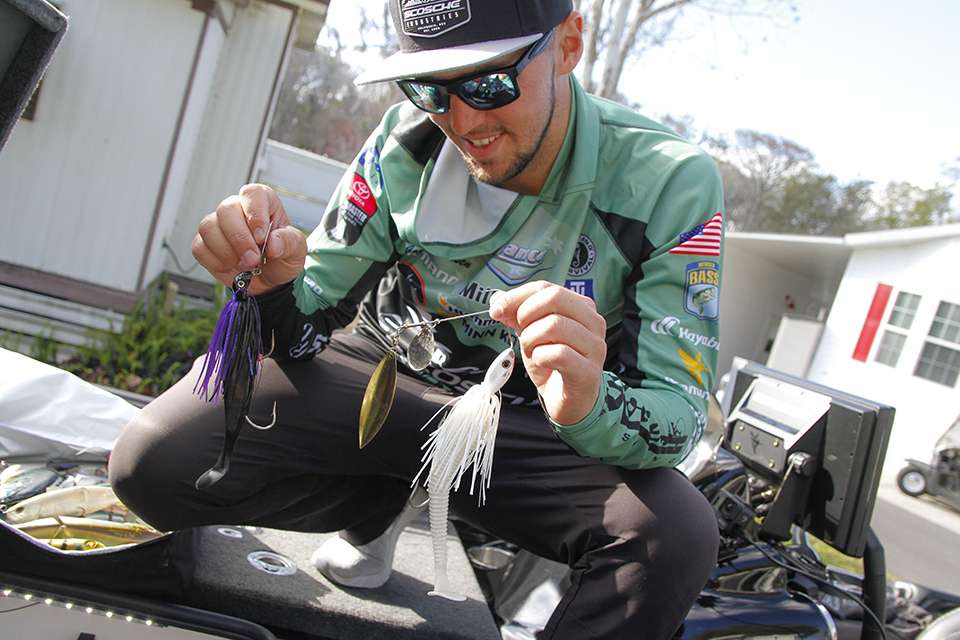 Here are a couple of the oversized spinnerbaits that Jocumsen has experimented with.