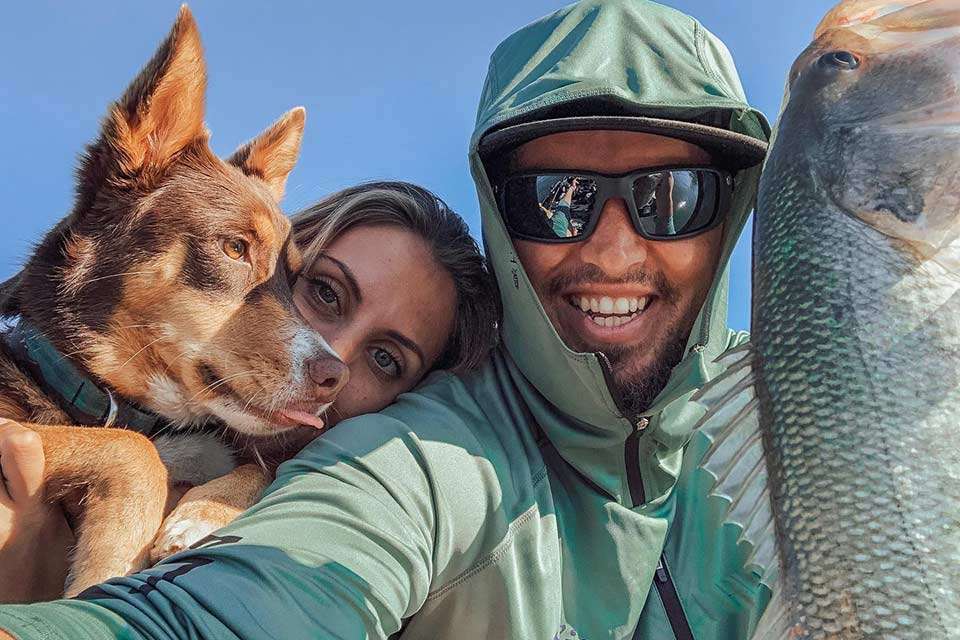Carl Jocumsen had many more pictures of camping with Kayla Palaniuk and Roo the Bass Dog as he prepared for the Chickamauga Open, but this one showed them all together. âGreat to be back in Tennessee. This is the kind of day we live for and reminds us why we love it here so much. Fun few weeks coming up with the Bassmaster Open on Chickamuga next week.â