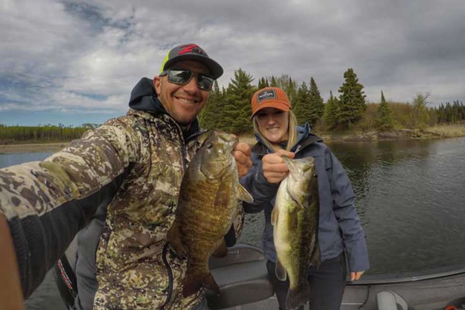 Jeff Gustafson and Seth Feider fished the Sturgeon Bay Open event together, finishing 16th, but Gussy took out his other significant other, Shelby, when he got home to Canada. âWe got out for a few hours this afternoon and despite the chilly weather, the bass were snappinâ!!!â