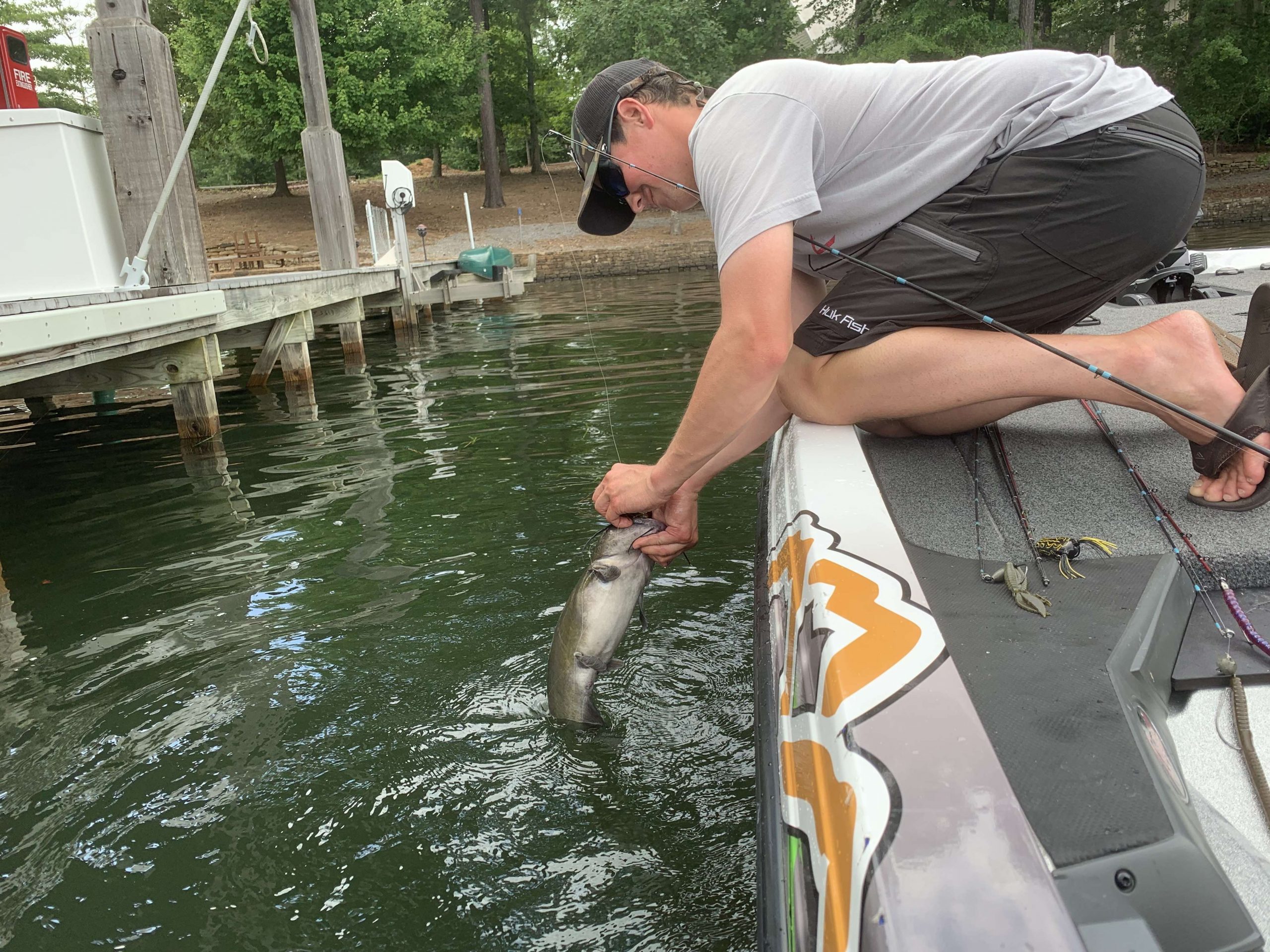 What took off like a good sized bass turned out to be a big catfish for Mike Huff.
