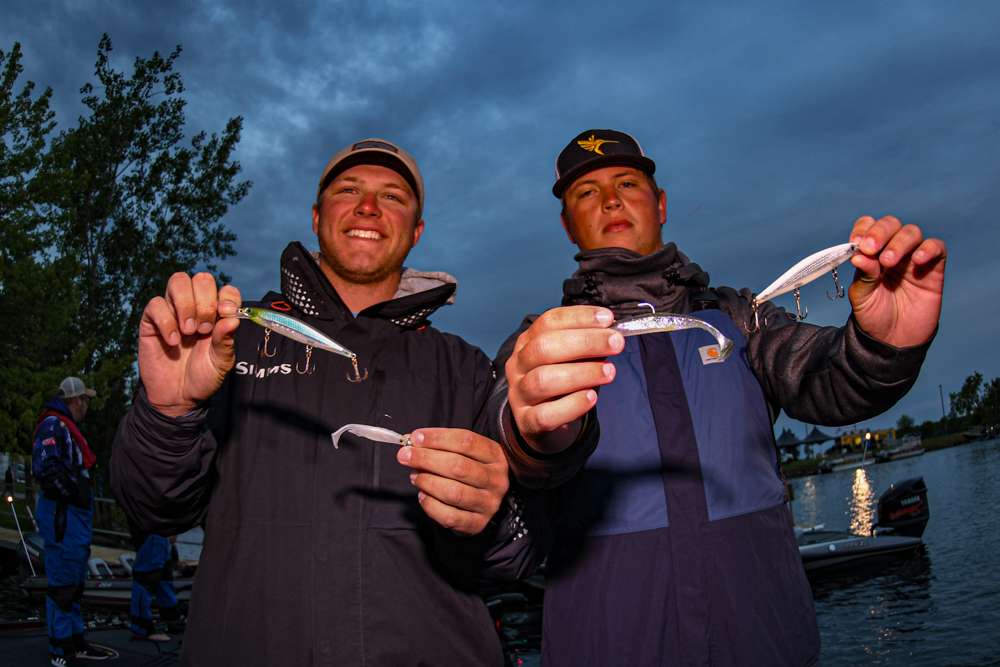Adrian college - Jack Hippe and Chase Serafin mixed in a reaction bite throwing jerkbaits to accompany their swimbaits.