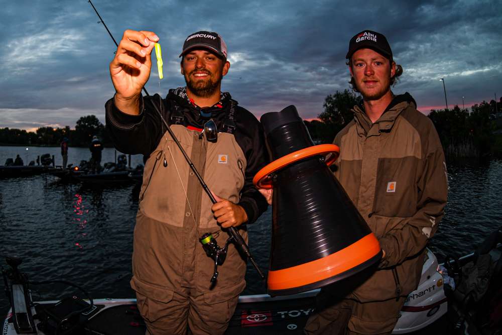 Campbellsville University - Nick Ratliff and Brad Dunagan worked together in a big way. Dunagan saw the deeper beds with the flogger, while Ratliff caught the fish. 