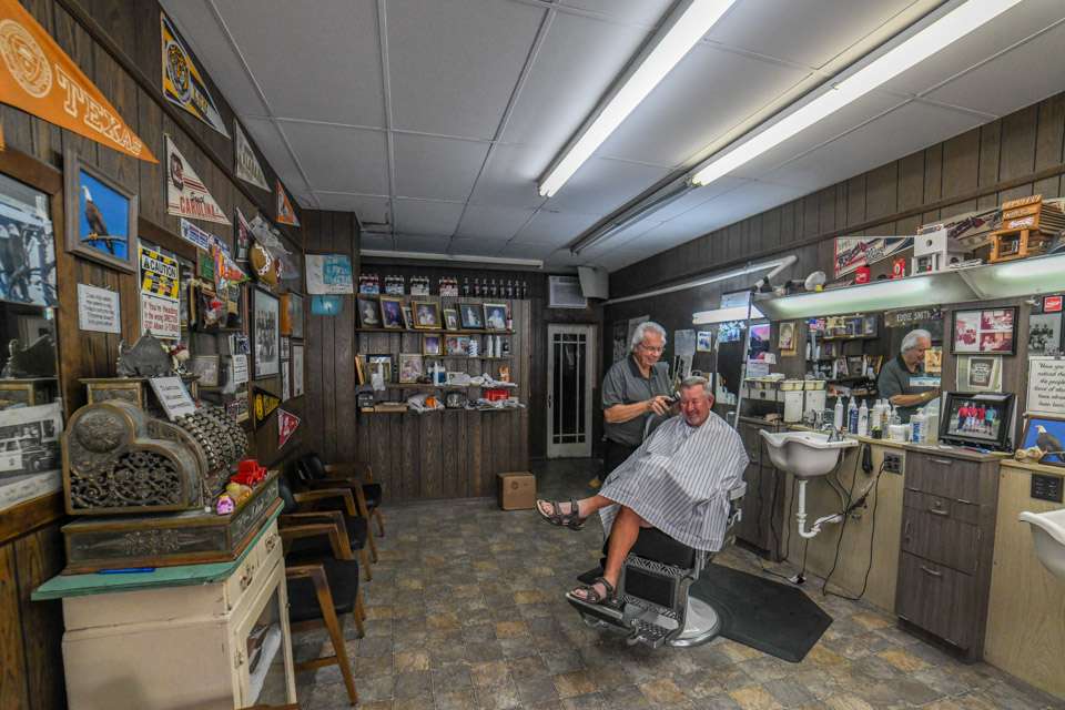 Walk into Eddieâs and you find a barber shop that looks like a movie set.