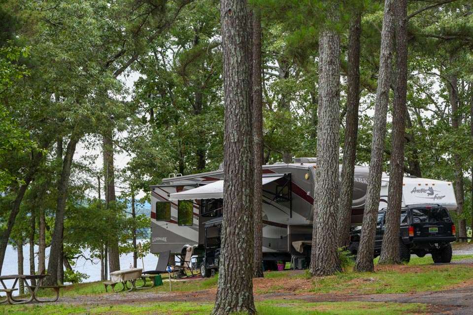 There are plenty of beautiful, shaded RV spots at Goose Pond Colony Resort. Just set up and start relaxing.