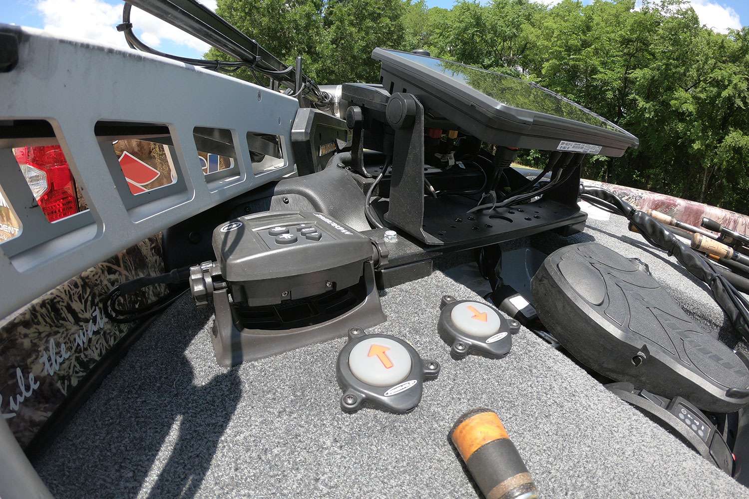 His Power-Pole foot pedals are conveniently located at the left side of his Ultrex pedal.