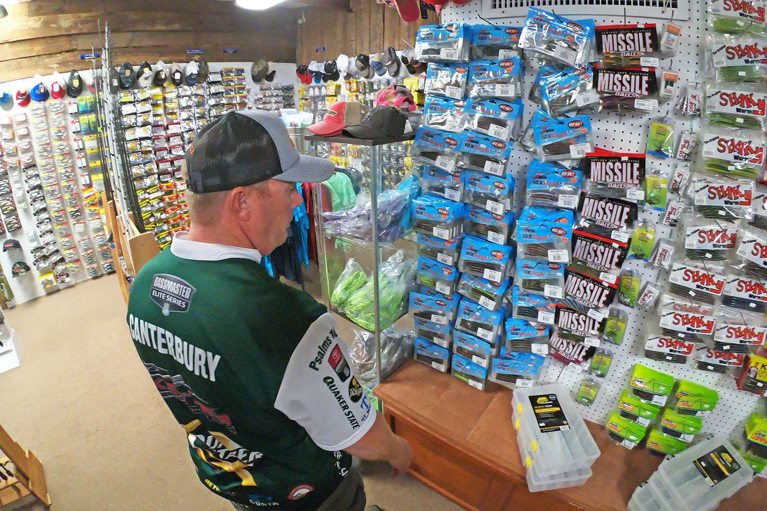 There is also a jam-packed tackle shop that offers everything a bass fanatic could need. They affectionately refer to it as The Loft. Here Scott Canterbury finds more tackle that he 