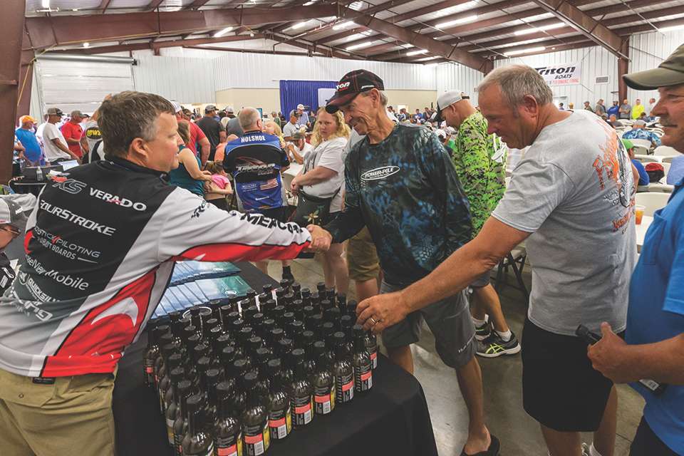 Manufacturers' reps like Jon Davidson from Mercury Marine were on hand to meet with the anglers.