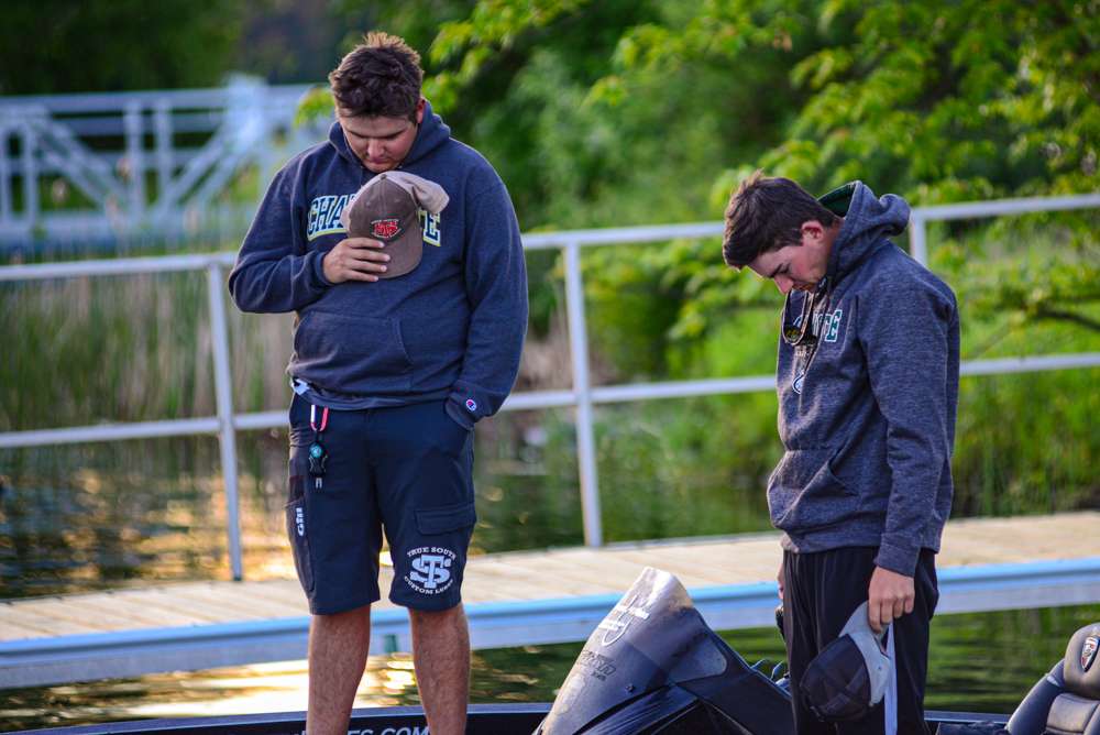 Prayer and the national anthem prior to takeoff.