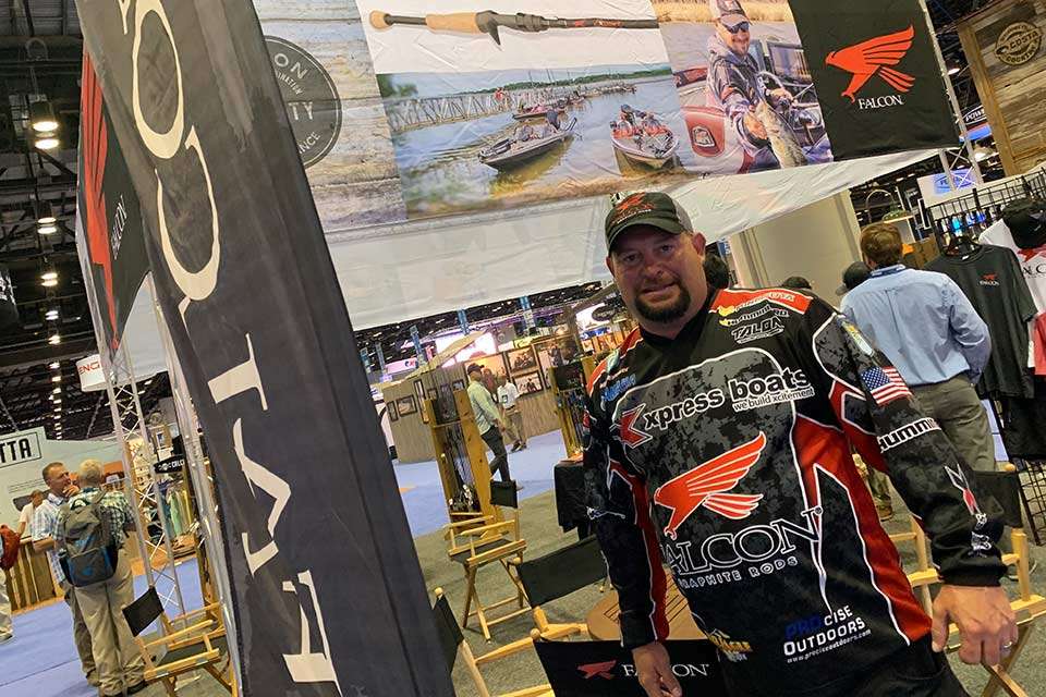 Falcons were flying high, low and just about everywhere at the rod companyâs booth that Dale Hightower manned.