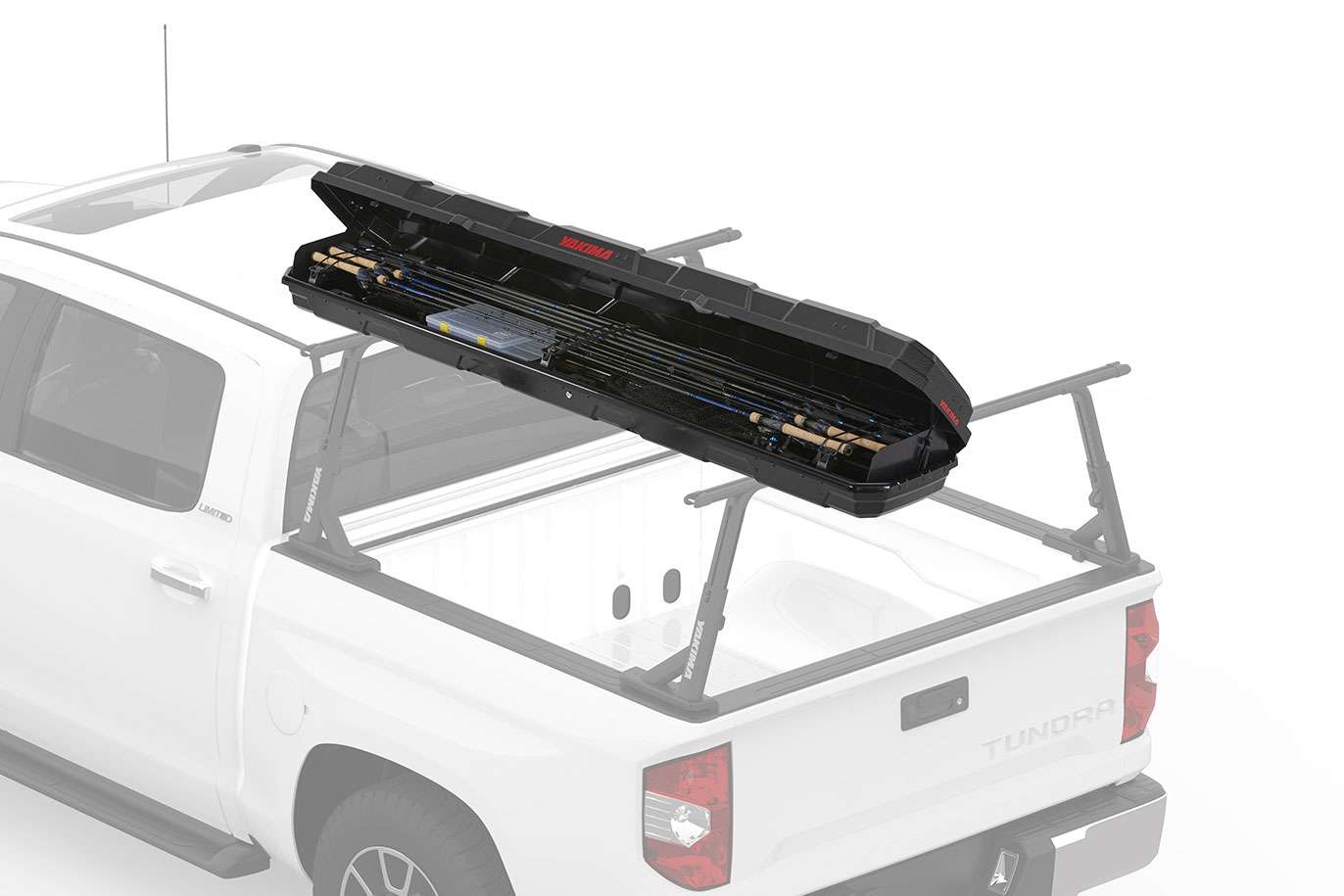    <B>Yakima TopWater</B>
<BR>The super-versatile TopWater is easily mounted to a roof rack or trailer for on-the-go access to as many as eight fully rigged baitcasting and spinning rods up to 8 feet in length (or 20 bare rods). The TopWater keeps rods and reels secure and organized during transit thanks to protective foam pads and rubber straps that ensure everything stays in place. Additional space under the rods accommodates low-profile tackle boxes and other gear. The durable hard-plastic shell features Carbonite, the industry-proven, American-made material used in Yakimaâs SkyBox products. With a Yakima SKS lock included, the TopWater is equipped to keep cargo secure. As with the DoubleHaul, the TopWater is compatible with any crossbar style and shape. 
<BR>
<B>MSRP: $549</B> 
